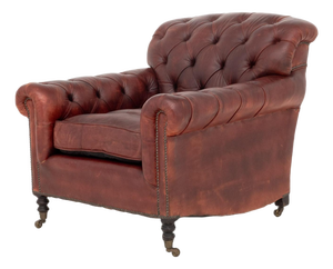 George Smith Red Leather Upholstered Club Chair