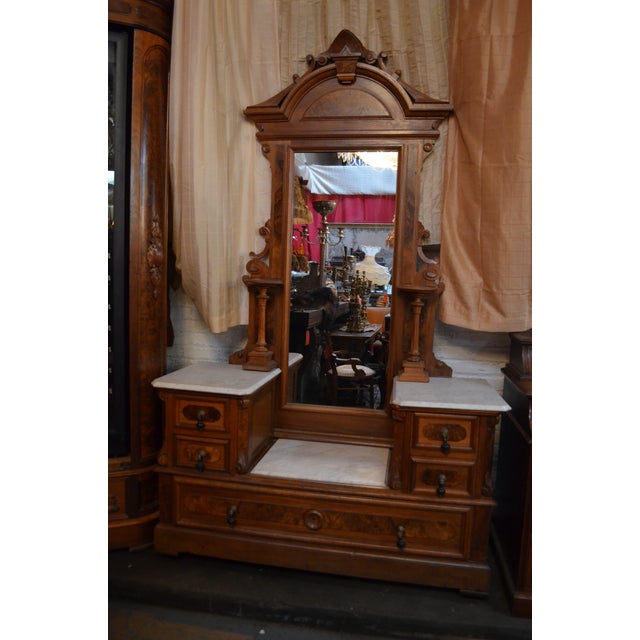 Antique Eastlake Victorian Marble Top Vanity Dresser With Mirror Chairish