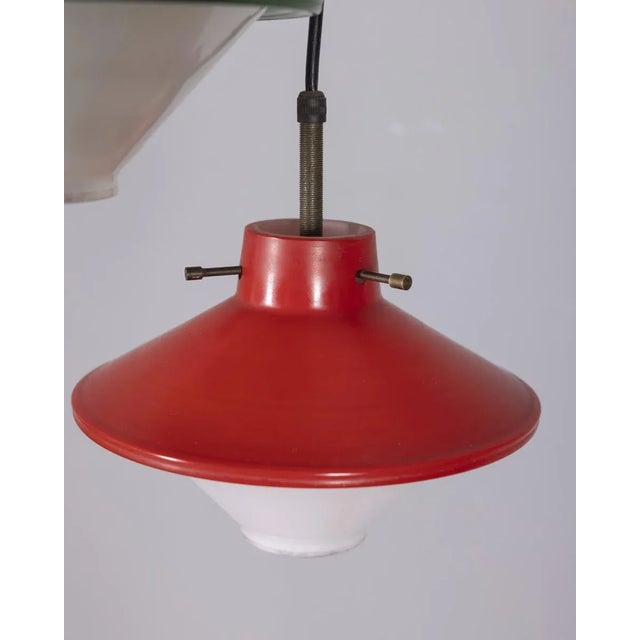 Metal Vintage Stained Glass Ceiling Light from Stilnovo, 1960s For Sale - Image 7 of 9