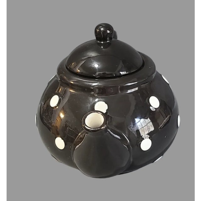 Elevate your teatime with this chic and stylish ceramic teapot from Terramoto. The black and white polka dot pattern adds...