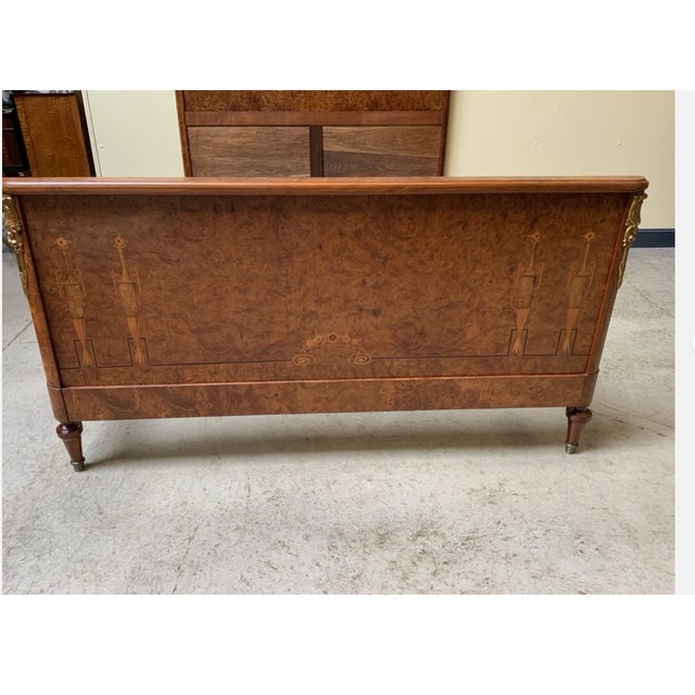Wood Antique Empire Opulent Bed with Inlays, 1900 For Sale - Image 7 of 11