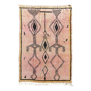Modern Moroccan Rug Handmade Wool – Pink Berber Area Ru For Sale