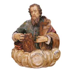 17th Century Polychrome Carved Wood Sculpture of Saint Thomas the Apostle