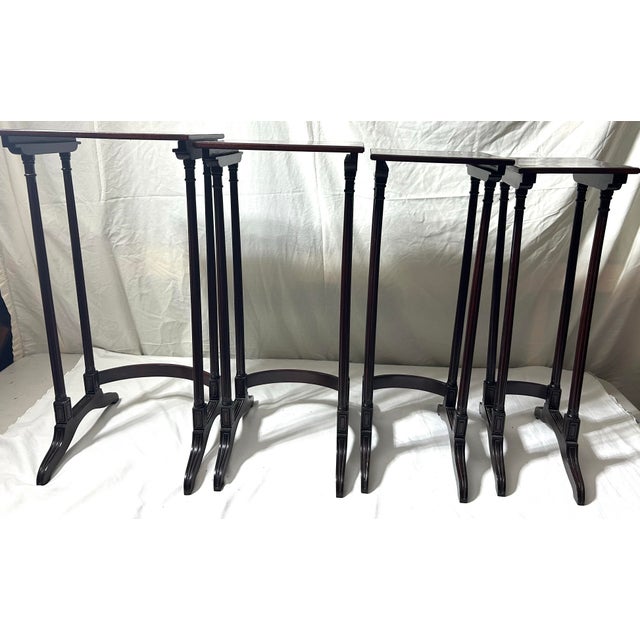 1900 - 1909 Set of 4 Antique Edwardian Quality Mahogany Nesting Tables For Sale - Image 5 of 12