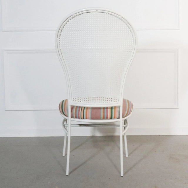 Milo Baughman for Thayer Coggin 1976 Milo Baughman for Thayer Coggin Caned Balloon Back Iron Chairs - Set of 6 For Sale - Image 4 of 7
