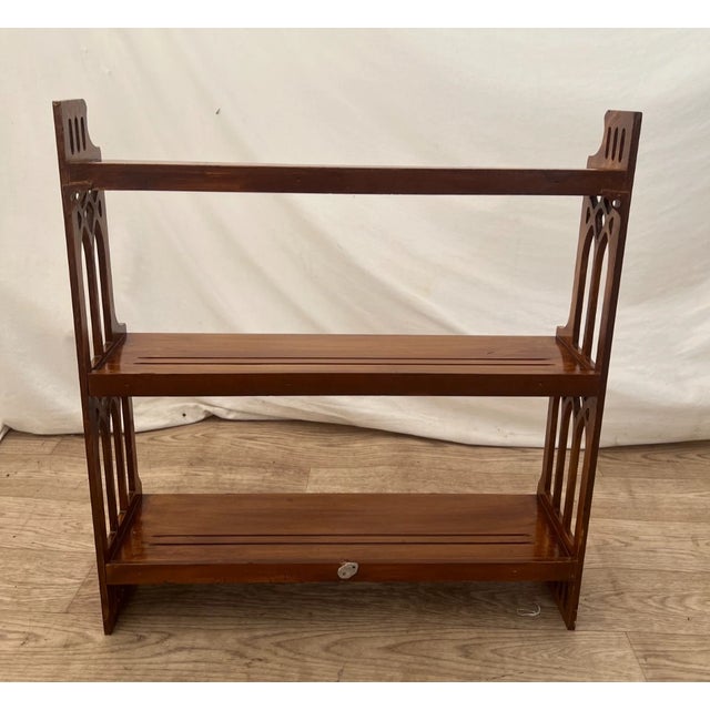 1910s Antique Walnut Plate Shelf Small Book Display Free Standing or Wall Mount For Sale - Image 5 of 11