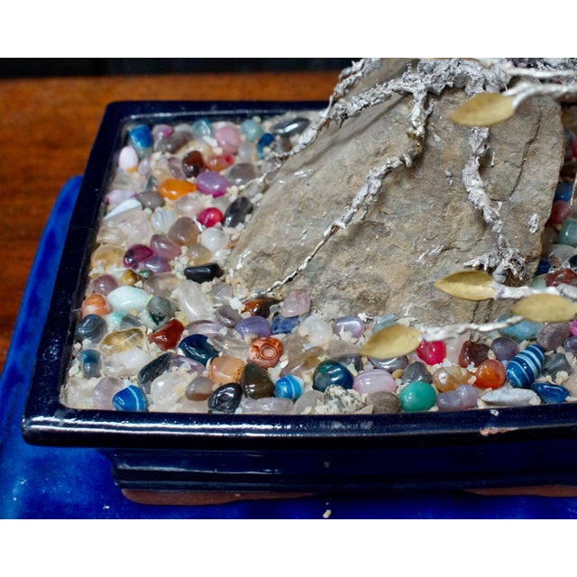 Silver Vintage Silver Solder Gemstone Bonsai Tree, 1970s For Sale - Image 8 of 11