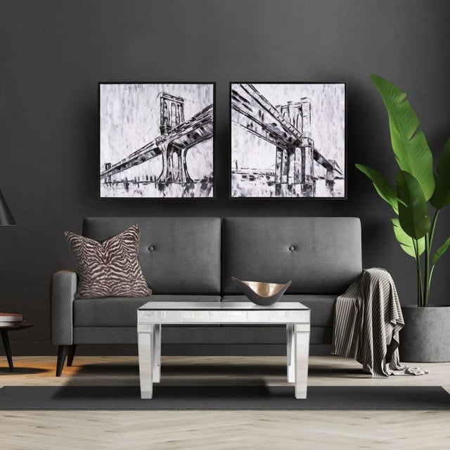 2020s Brooklyn Bridge Black & White Painting For Sale - Image 5 of 7