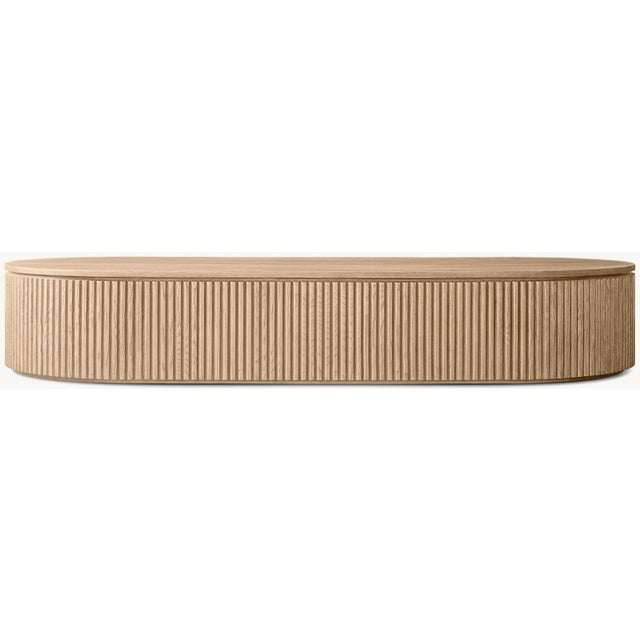2020s Rh Restoration Hardware Byron Coffee Table | Reeded White Oak | Excellent Condition For Sale - Image 5 of 6