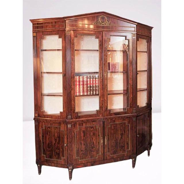 Hollywood Regency Custom-Made Maison Jansen Rosewood Breakfront Bookcase For Sale - Image 3 of 12