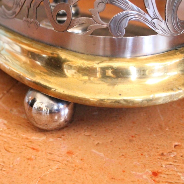 Antique English Polished Steel and Brass Open Frieze Fender With Built in Tool Rests For Sale - Image 12 of 13