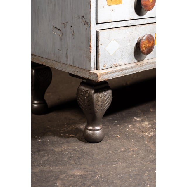 Antique 45-Drawer Industrial Hardware Cabinet on Cast Iron Legs For Sale - Image 15 of 16