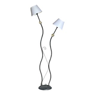 1980s American Modernist Designer Postmodern Metal and Acrylic Floor Lamp. For Sale