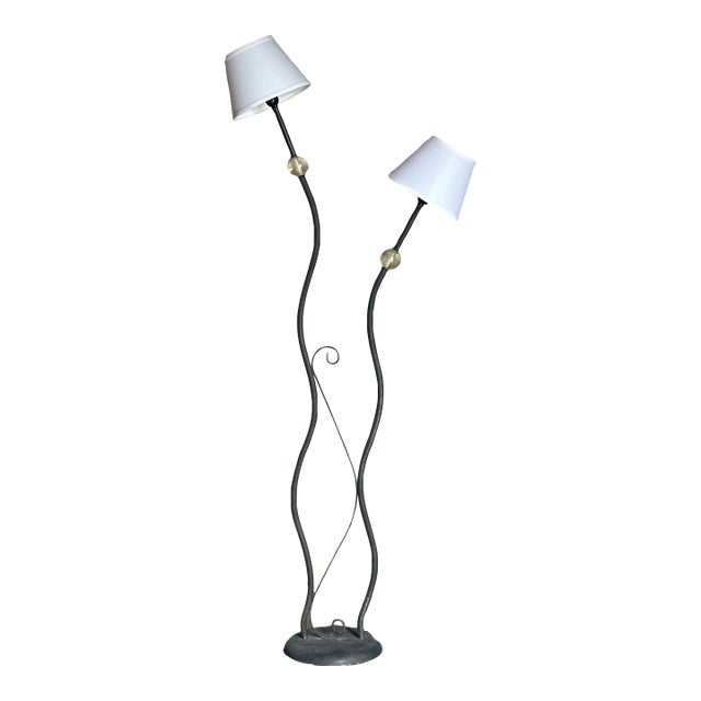 1980s American Modernist Designer Postmodern Metal and Acrylic Floor Lamp. For Sale