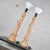 Metal Vintage Hollywood Regency Asian Figural Lamps Style of James Mont W/ Black Tapered Shades - a Pair For Sale - Image 7 of 13