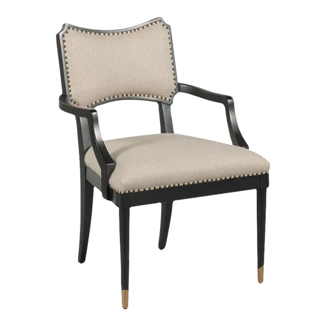 Celerie Kemble for Woodbridge Powers Arm Chair in Amsterdam Black For Sale