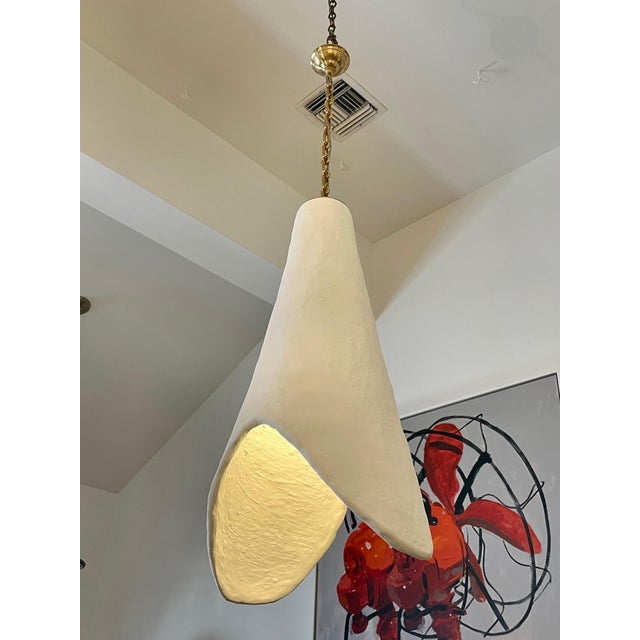 Organic Oversized Cone Pendant in French Plaster For Sale - Image 14 of 17