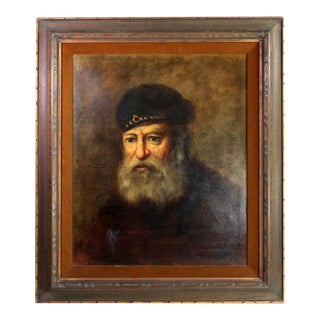 Vintage Dutch Oil Painting "Old Man" Signed by Franz Schoorman For Sale