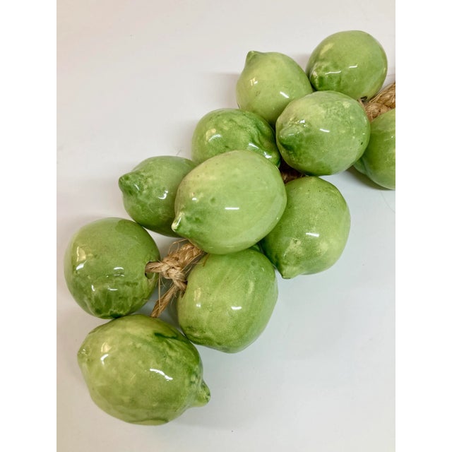 Italian Ceramic Glazed Green Limes on Straw For Sale - Image 9 of 12