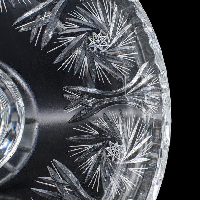 Vintage Pedestal Fruit Bowl, English, Cut Glass, Presentation Display Dish, 1960 For Sale - Image 11 of 12