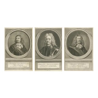 Dutch Naval Portraits, 1700, Paper, Set of 3 For Sale