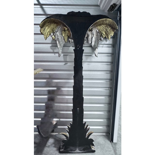 Mid 20th Century Maison Janseni Style French Palm Tree Gilt Floor Wall Sconces For Sale - Image 11 of 17