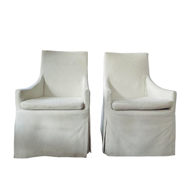 Restoration Hardware Belgian Slipcovered Slope Arm Dining Armchair – Luxury Skirted Host Chair Elevate your dining space...