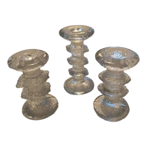 Set of 3 1970s Iittala Festivo Four Ring Candlesticks, Design Timo Sarpaneva