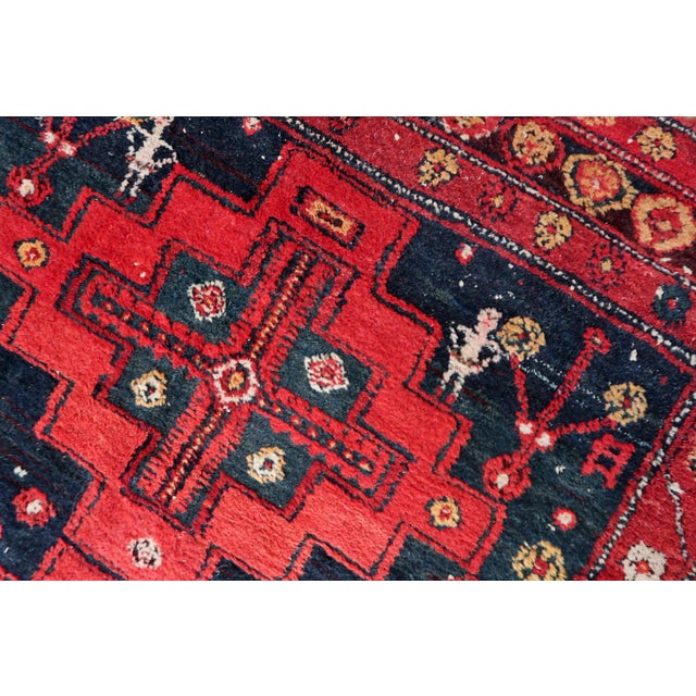 Textile 1930s, Handmade Antique Persian Hamadan Rug 4.6' X 6.7' For Sale - Image 7 of 10