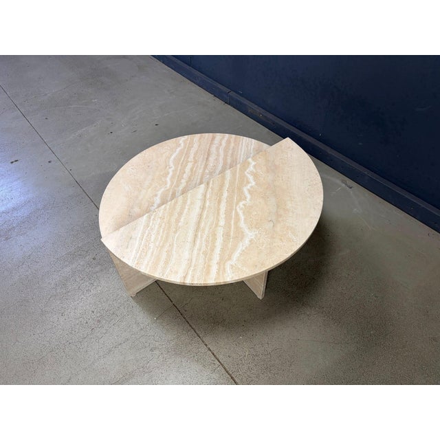 Cream Vintage Travertine Coffee Table, 1970s For Sale - Image 8 of 9
