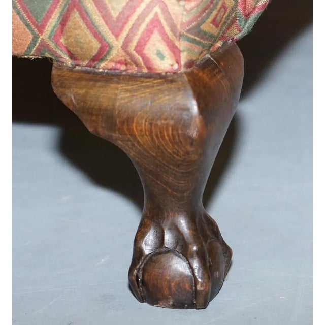 Vintage Wingback Armchair with Claw & Ball Feet and Kilim Style Upholstery For Sale - Image 12 of 18