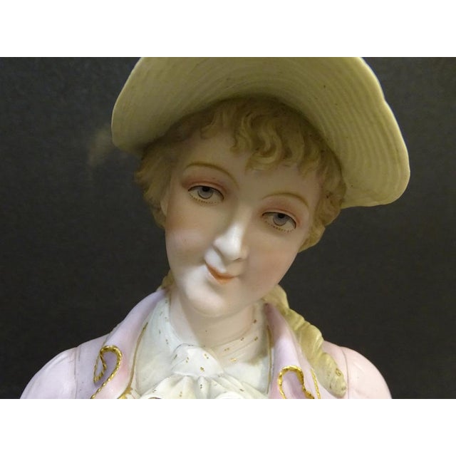 Goldenrod Biscuit Porcelain Figure of Lady, Sitzendorf, 1800s For Sale - Image 8 of 18