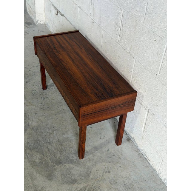 Rosewood One Drawer Entry Table With Etched Panel Risskov Møbelkunst Denmark 1960s For Sale In Los Angeles - Image 6 of 10