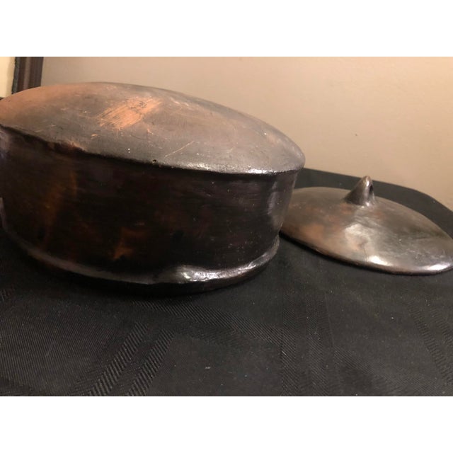 Black Vintage Ethiopian Hand-Burnished Black Clay Lidded Vessel – Peace Corps Provenance For Sale - Image 8 of 10