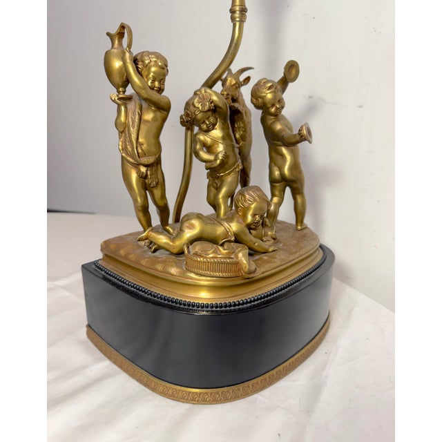 Antique Claude Michel Clodion Sevres Gilt Bronze Cherub Group Statue Table Lamp For Sale - Image 14 of 18