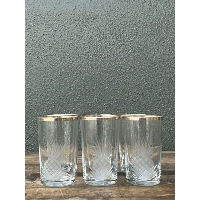 Vintage Etched Pineapple Glasses - Set of 6 For Sale - Image 10 of 12