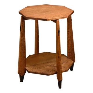 Dutch Art Deco Octagon Side Table in Oak, 1930s For Sale