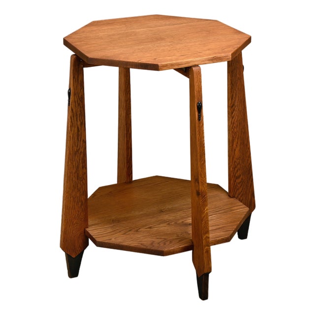 Dutch Art Deco Octagon Side Table in Oak, 1930s For Sale