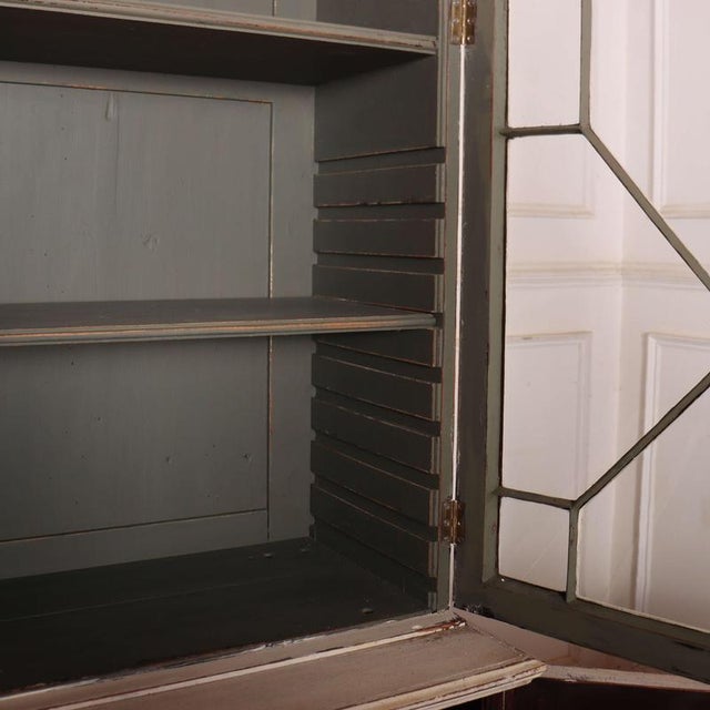 English Painted Glazed Bookcase in Oak, 1700s For Sale - Image 9 of 10