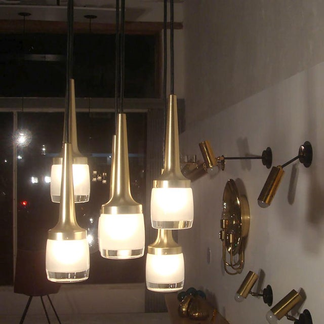 Brass Six Light Hanging Fixture by Staff of Germany, 1970 For Sale - Image 8 of 8