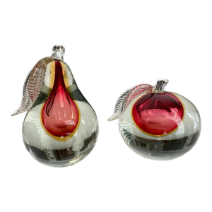 Pair of 1960s Murano Style "Sommerso" Fruit Bookends