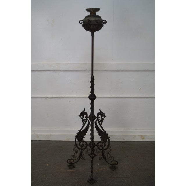 Bradley & Hubbard Antique Wrought Iron Floor Oil Lamp Chairish