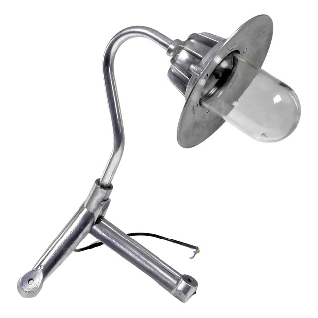 Aluminum Corner Outdoor and Indoor Wall Light with Clear Glass Shade, 1960s For Sale