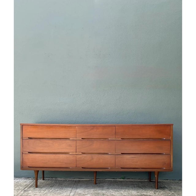 Vintage MCM Danish Teak Nine-Drawer Dresser For Sale - Image 9 of 13