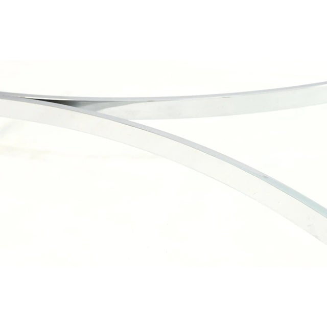 Brass Chrome Thick 3/4" Glass Top Mid Century Modern Oval Coffee Center Table For Sale - Image 11 of 13
