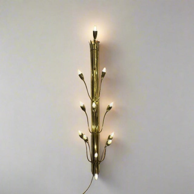 Mid-20 Century Single Large Twelve Light Brass Wall Sconce For Sale - Image 11 of 18