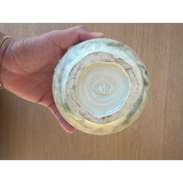 Contemporary Small Studio Pottery Bud Vase, White Crackle Glaze With Black Neck For Sale - Image 3 of 4