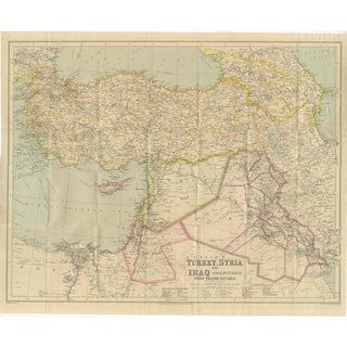Philips Imperial Map of Turkey with Syria and Iraq and Transcaucasia, 1920s For Sale