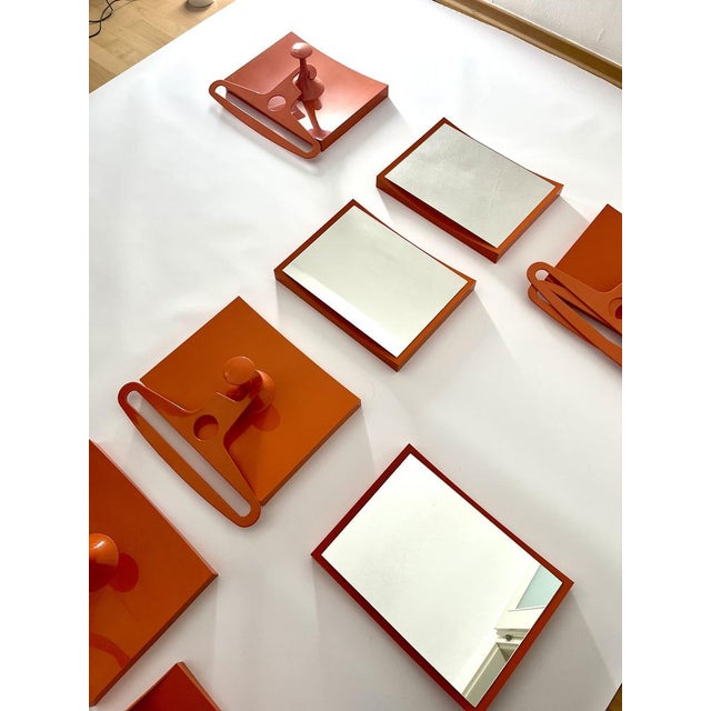 Plastic German Orange Plastic Wall Cabinet with 4 Mirrors, Coat Racks & Shelves, 1960s, Set of 14 For Sale - Image 7 of 11