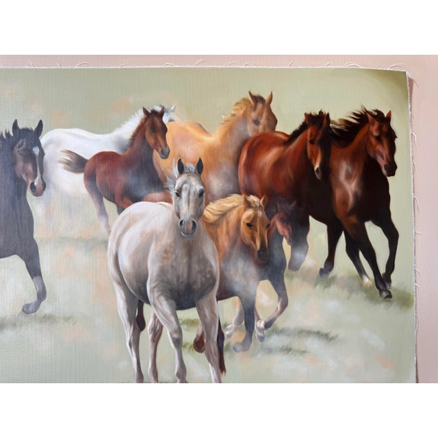 Chestnut Modern " Freedom" Running Horses Impressionist Oil Painting by Margarita Deleuze/ Sold For Sale - Image 8 of 12